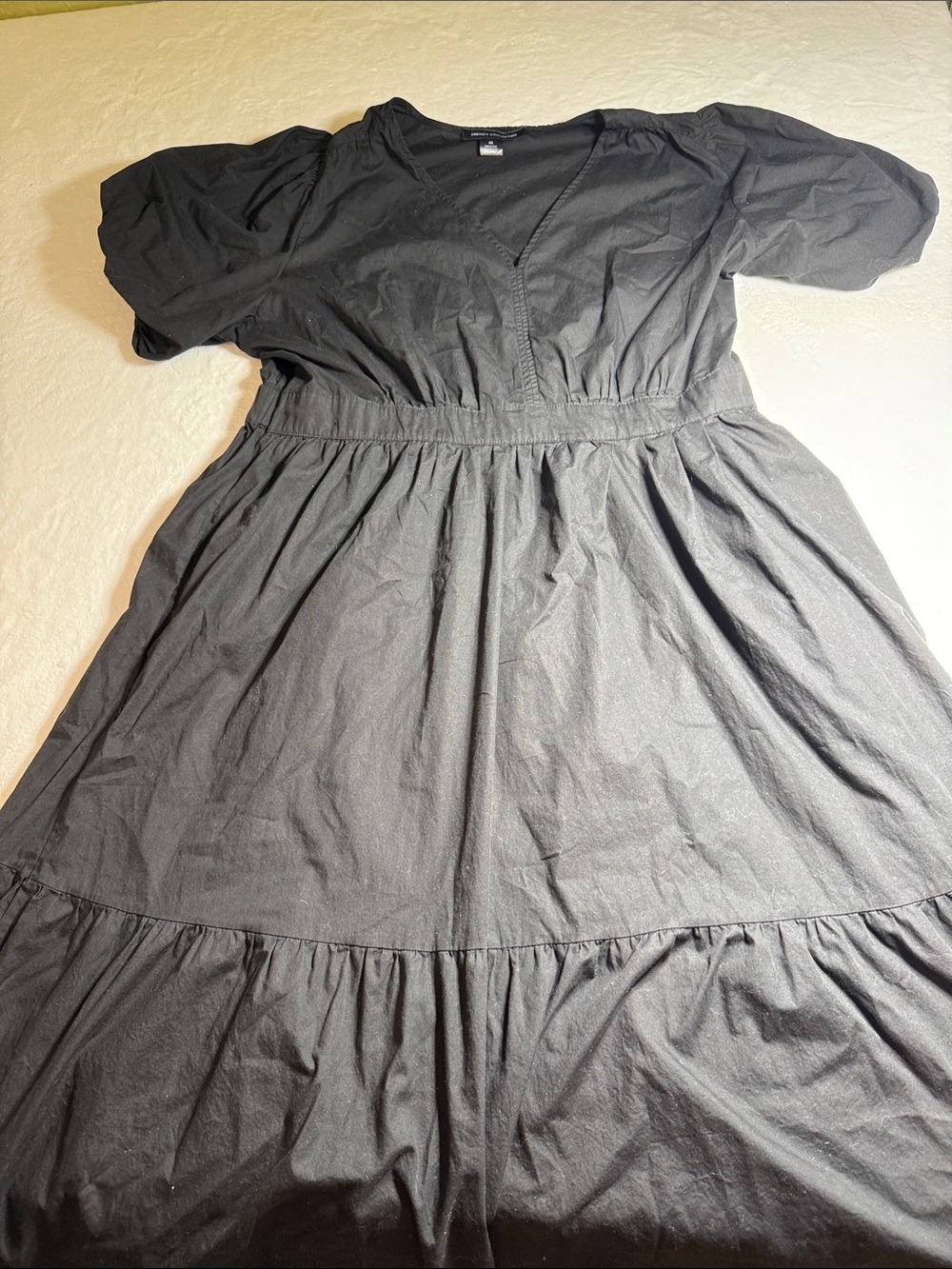 French Connection Black V-Neck Tiered Maxi Dress
